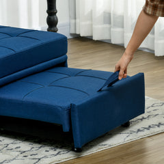 Convertible Chair Bed with Padding Seat, 4-in-1 Multi-Functional Sleeper Sofa Bed, Recliner with Adjustable Backrest, Side Pocket, Wheels and Pillow, for Living Room, Blue