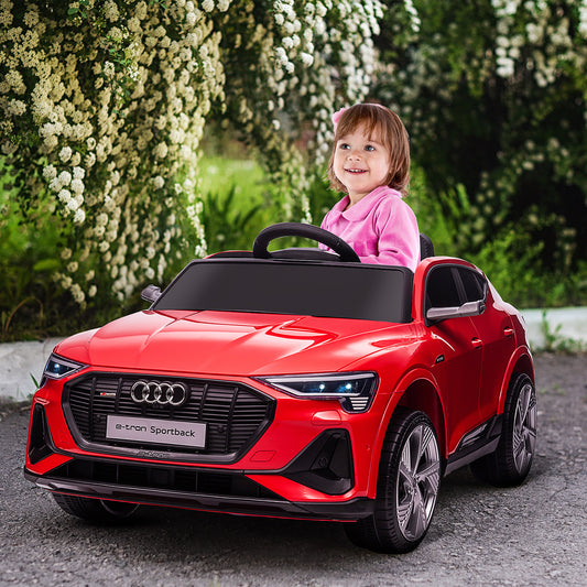 Audi E-tron Licensed 12V Kids' Electric Ride on, Electric Car for Kids, with Parental Remote, Music Lights MP3, Suspension Wheels, for 3-5 Years, Red