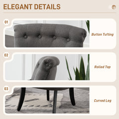 Fynco - Fabric Single Sofa Dining Chair Tub Chair Upholstered W/ Pillow Solid Wood Leg Home Living Room Furniture Charcoal Grey