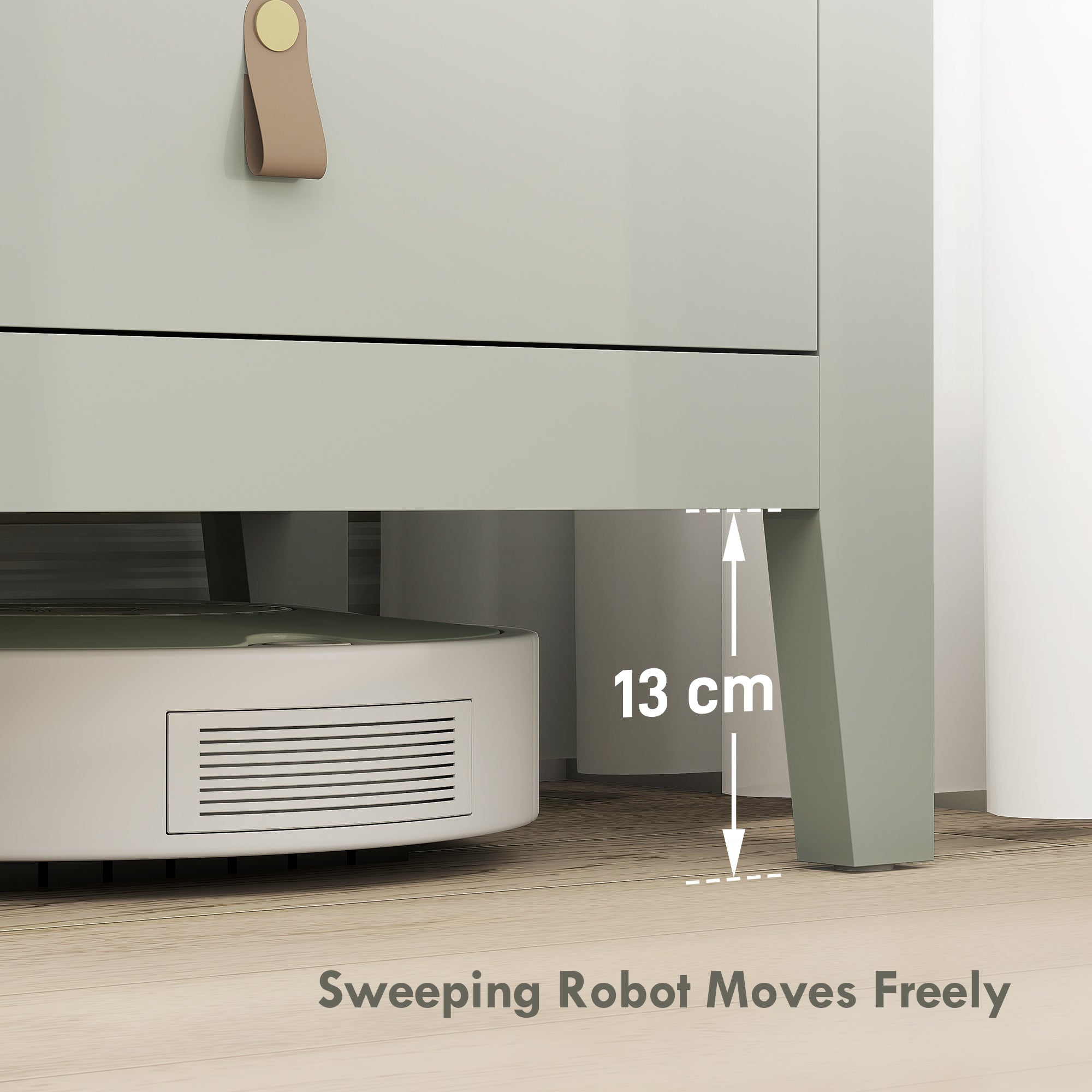 Bedroom Chest of Drawers, Modern 4 Drawer Dresser Cabinet with PU Leather Handles and Metal Runners for Living Room, Hallway, Entryway, Green