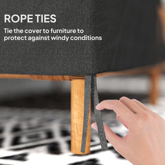 Fynco - 600D Oxford Cloth Furniture Cover, 2 Seater Sofa Protector for Garden Patio, Outdoor, Waterproof, Black, 140L x 84W x 56/94H cm