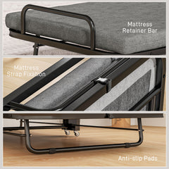 Single Temporary Folding Bed - Grey