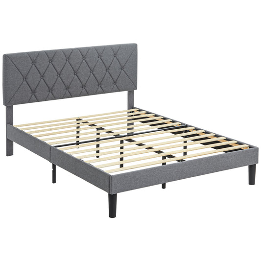 King Size Padded Fabric Headboard Bed Frame - Grey