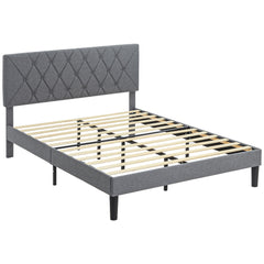 King Size Padded Fabric Headboard Bed Frame - Grey