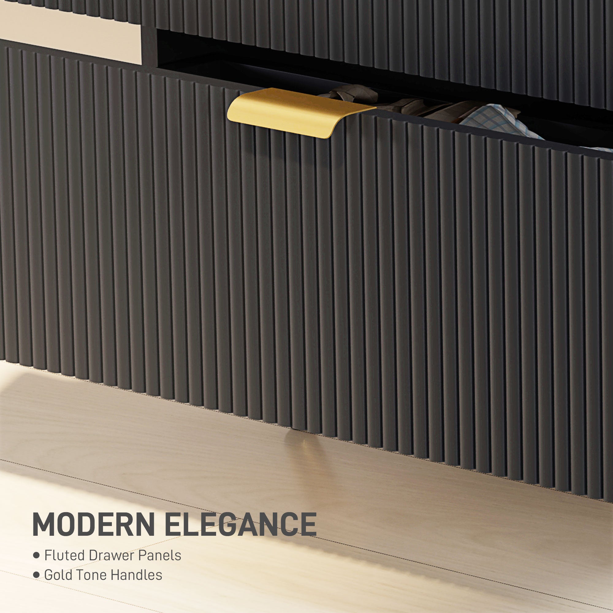 Elegant Four-Drawer Bedside Table - Black