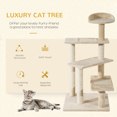 100 cm Cat Tree for Indoor Cats Kitten Scratch Scratching Post Climbing Tower Activity Centre Beige