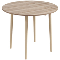 Folding Dining Table for 4, Round Drop Leaf Table, Modern Space Saving Small Kitchen Table with Wood Legs for Dining Room, Natural