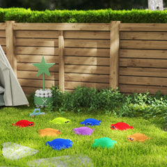 AIYAPLAY 9-Piece Balance Stepping Stones with Non-Slip Edge, Indoor Outdoor Obstacle Course for Ages 3-8 Years, Multicoloured