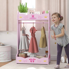 AIYAPLAY Kids Clothes Rail with Two Shelves, for 3-8 Years, Pink