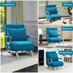 4-in-1 Faux Suede Chair Bed - Blue