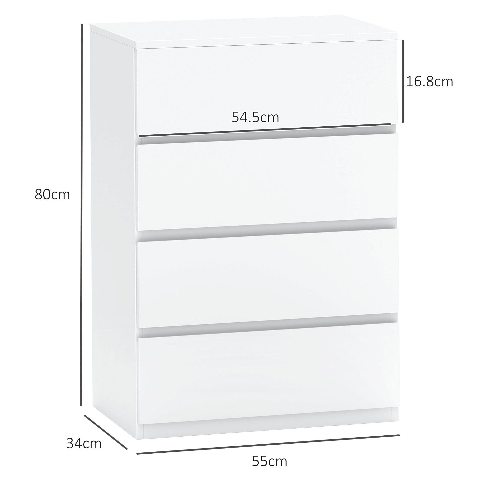 Chest of Drawers, 4-Drawer Storage Cabinets, Modern Dresser, Storage Drawer Unit for Bedroom