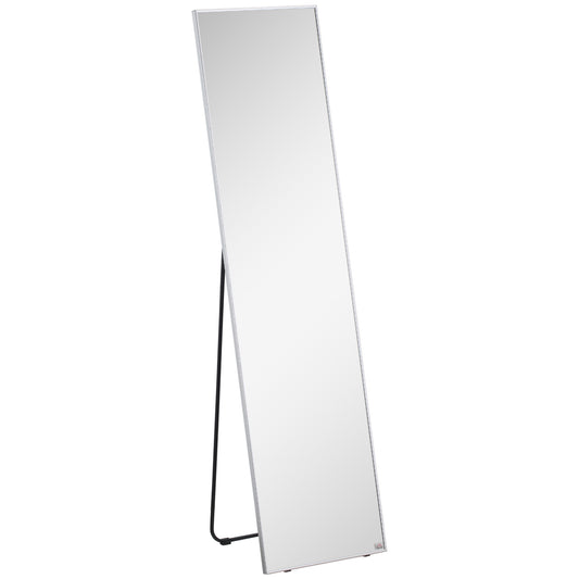 Full Length Mirror Wall-Mounted, 160 x 40 cm Freestanding Rectangle Dressing Mirror for Bedroom, Living Room, Silver Frame