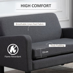 Linen Modern-Curved 2-Seat Sofa Loveseat w/ Thick Cushion Wood Legs Foot Pads Single Compact Home Furniture Grey