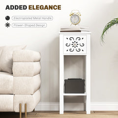 Set of Two Elegant Floral Cut-Out Side Tables - White