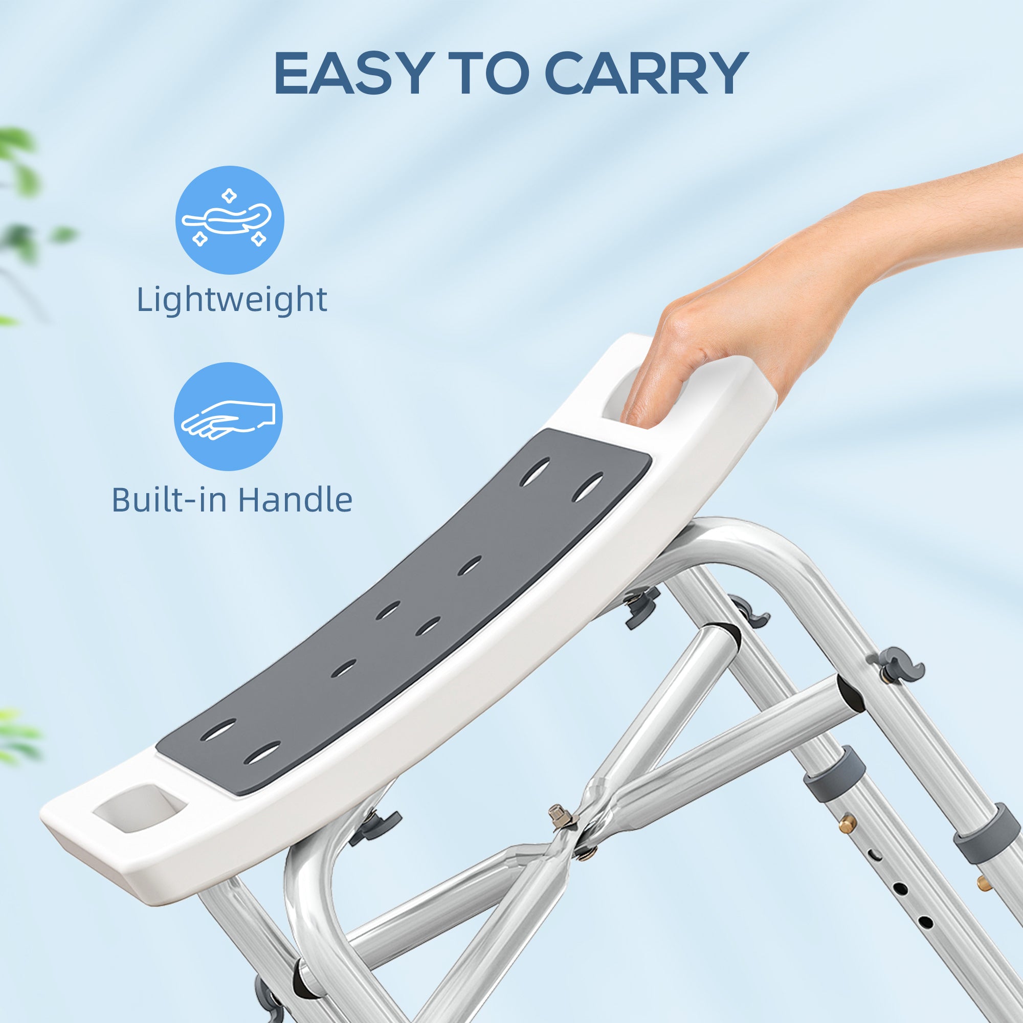 Fynco - 44-51.5cm Aluminium Frame Shower/Bath Stool - Grey