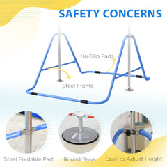 Kids Gymnastic Bar, with Adjustable Height, Foldable Horizontal Bars - Blue