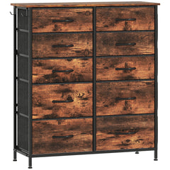Chest of Ten Fabric Drawers - Rustic Brown