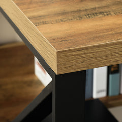 Fynco - Computer Desk Writing Desk Home Office PC Laptop Workstation with Storage Shelf 120 x 60 x 76cm Black Brown Wood Effect