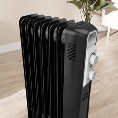 1.5kW Seven Fin Oil-Filled Radiator - Black