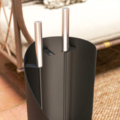 Fynco - 4 Pieces Fireplace Tools Set, Metal Fireplace Accessories Fireside Companion Set with Broom, Shovel, Poker and Bucket, Black