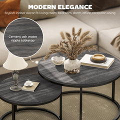 Set of Two Marble-Effect Stacking Tables - Black