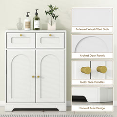 Fynco - Bathroom Floor Cabinet with 2 Drawers - White