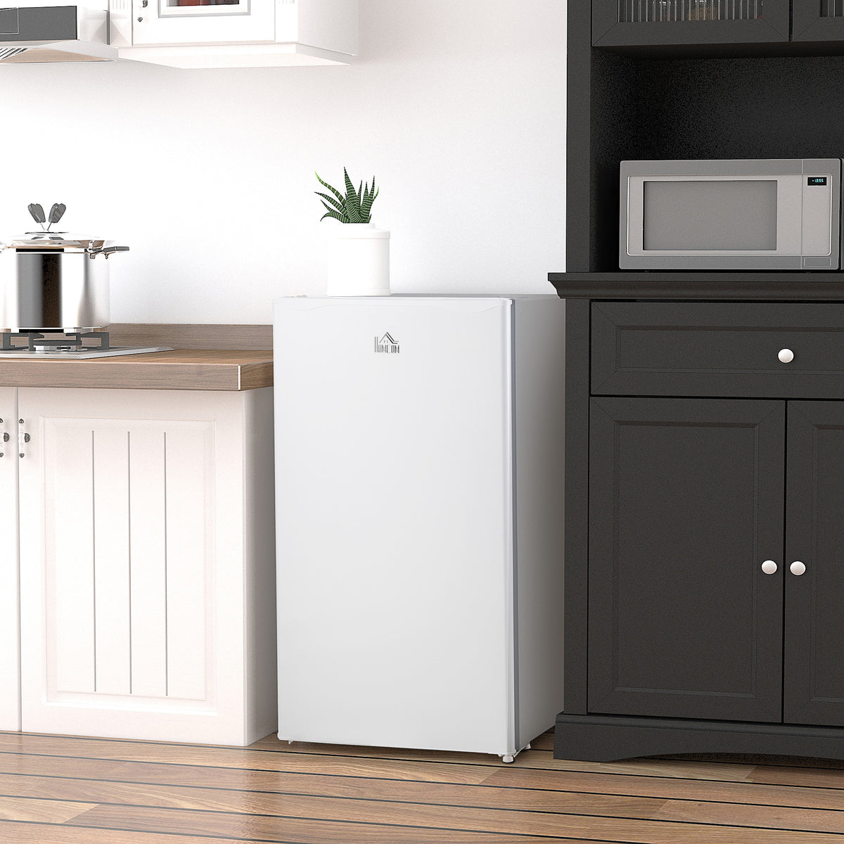 91 Litre Freestanding Under Counter Fridge Freezer, Small Fridge with Chiller Box, Adjustable Thermostat, 47.5cm Wide, White