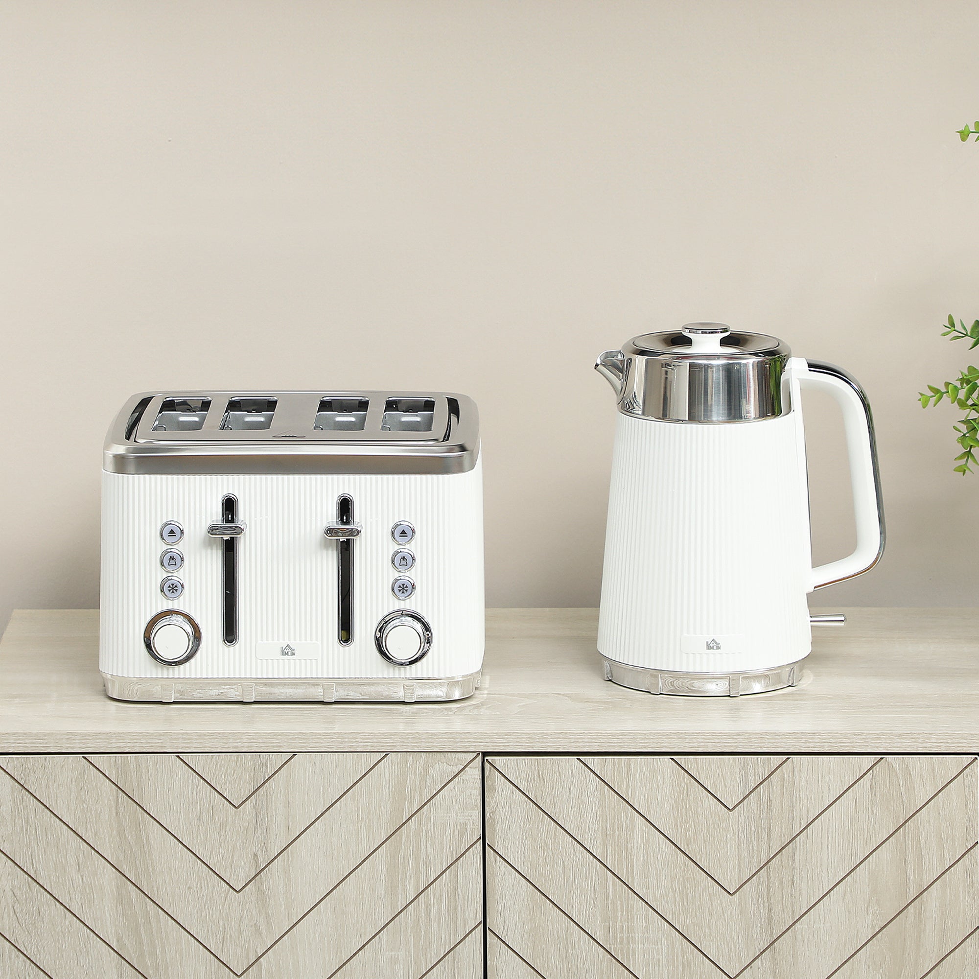 Electric Kettle and Toaster Set, 3000W 1.7L UK Strix Thermostat Rapid Boil Jug Kettle with Limescale Filter, Cool Touch Body, 4 Slice Toaster with 7 Browning Controls, Crumb Tray, White