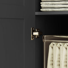 Double Panel Door Wardrobe, with Shelves - Black