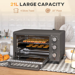21L Mini Countertop Oven, 100°C-230°C Adjustable Temp - Grey