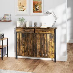Fynco - 93 x 119cm Rustic-Look Radiator Cover - Brown/Black