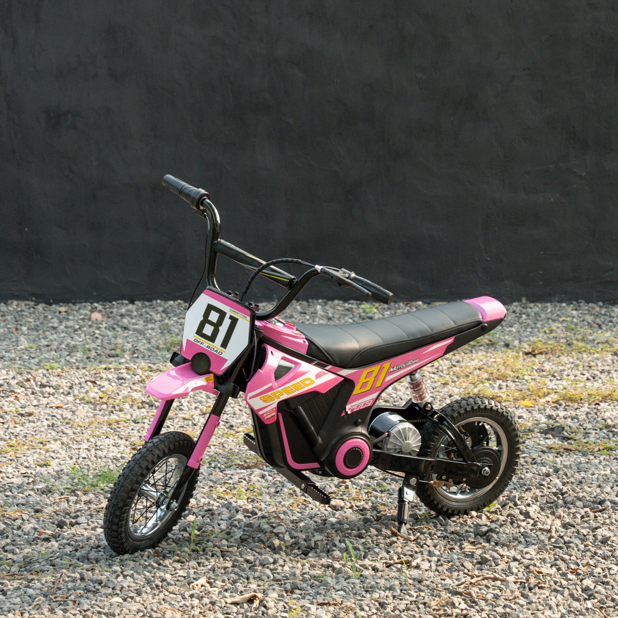AIYAPLAY Kids Electric Motorbike, 24V Ride On Motorcycle with 3 Speeds and Rear Suspension, Dirt Bike for 8-12 Years Old, Pink