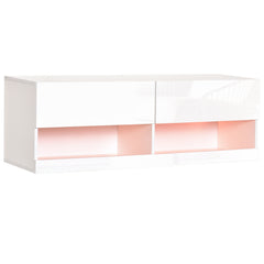 High Gloss TV Stand Cabinet with LED Lights, Wall Mount Media Unit for TVs up to 42 Inch for Living Room Bedroom