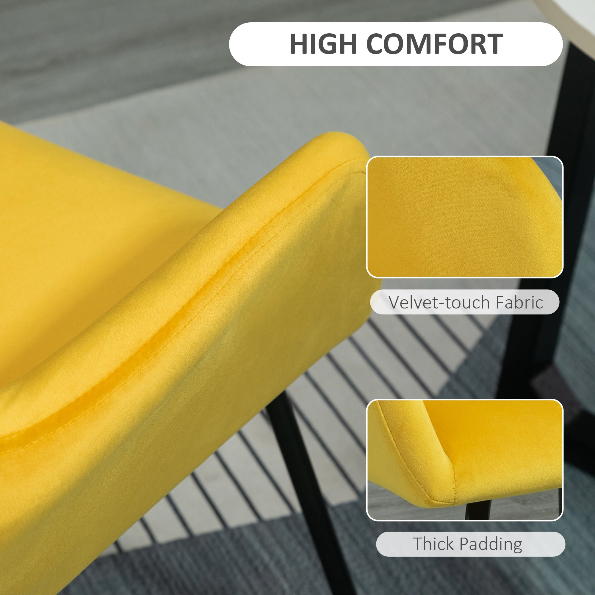 Velvet-Feel Plisse Back Accent Chair - Yellow