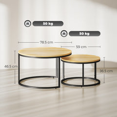 Fynco - Set of Two Wood-Effect Stacking Tables - Natural