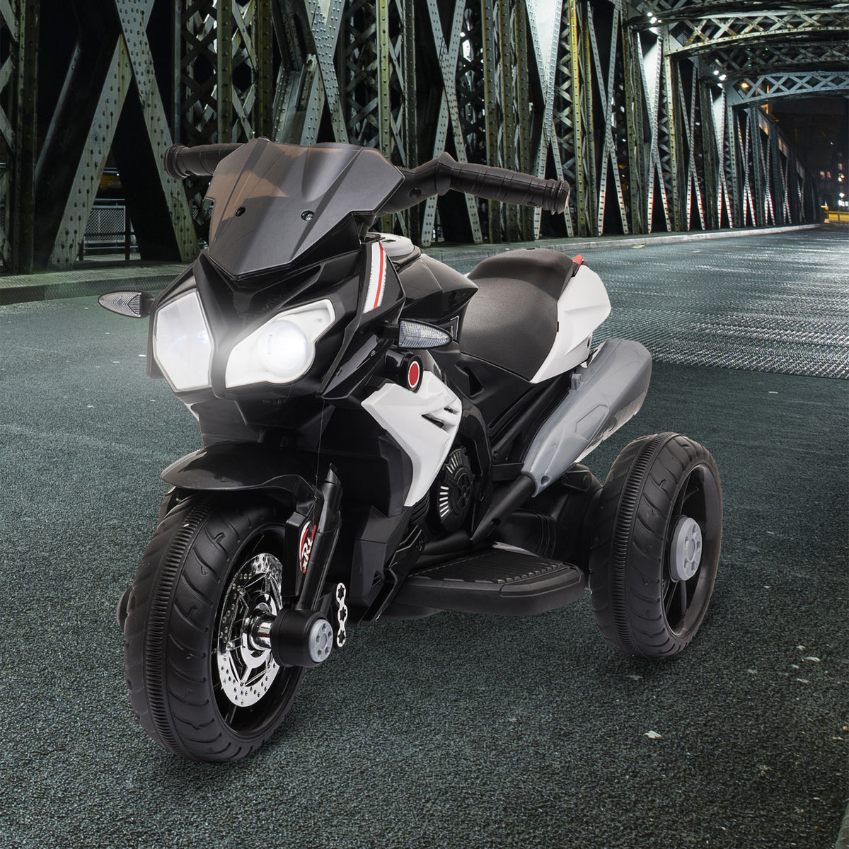 Kids Electric Motorcycle Ride-On Toy, with Three Wheels, Music, Horn, Lights