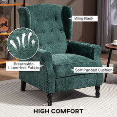 150° Reclining Vintage Armchair, with footrest - Dark Green