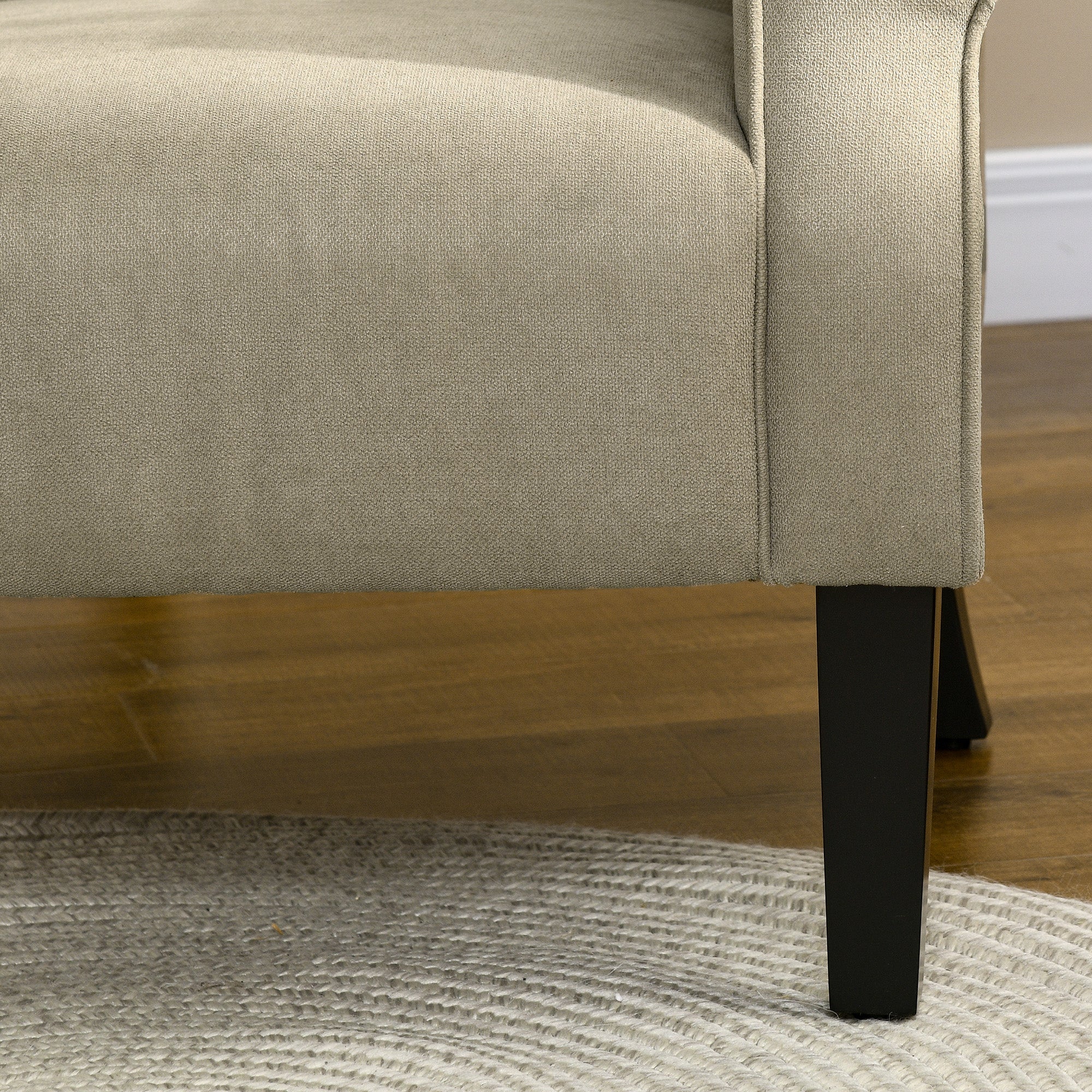 Upholstered Accent Chair with Rolled Arms and Wood Legs, Armchair for Living Room Bedroom, Beige