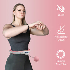SPORTNOW Smart Weighted Hula Hoop, Massage Hula Ring w/ 16 Detachable Knots, 360° Auto-Rotating Ball, Digital Counter, Pink