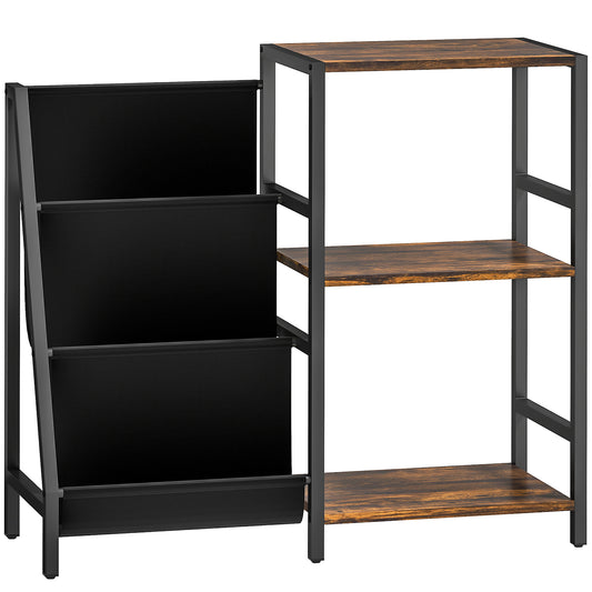 3-Tier Record Player Stand, End Table for Living Room, Bedroom - Rustic Brown