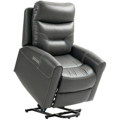 Power Lift Recliner Chair for Elderly, Overstuffed Faux Leather Riser and Reclining Chair with USB A+C Ports, Remote Control, Recliner Armchair for Living Room, Charcoal Grey