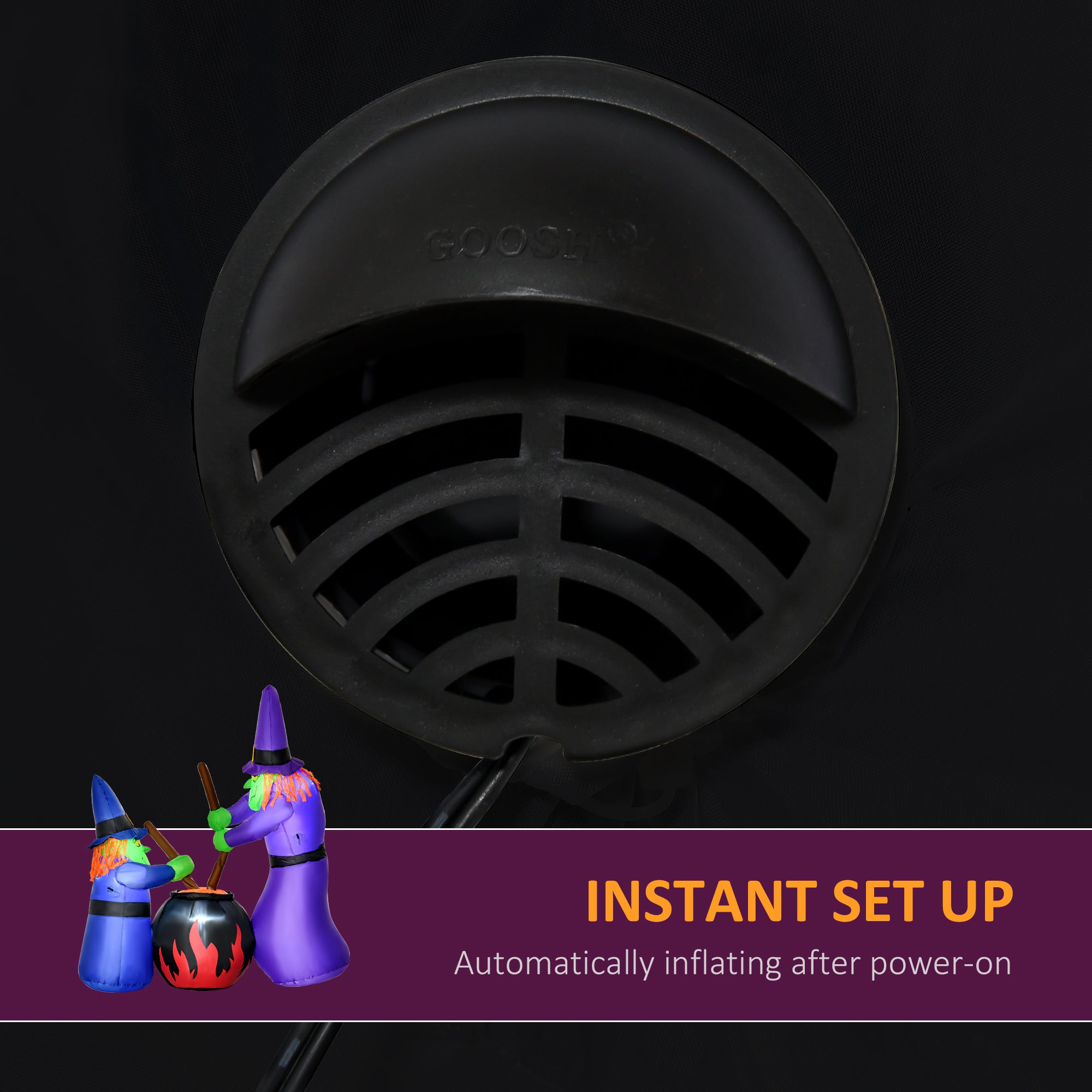 1.8m Inflatable Halloween Lawn Decoration with LED Witches Around A Black Cauldron Outdoor Air Blown Holiday Décor