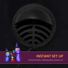 1.8m Inflatable Halloween Lawn Decoration with LED Witches Around A Black Cauldron Outdoor Air Blown Holiday Décor