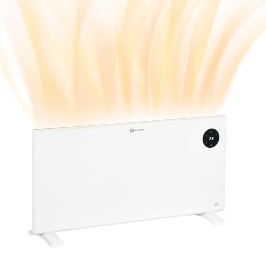 Fynco - 2000W Electric Convector Heater, Freestanding or Wall Mounted, Space Heater with Adjustable Thermostat, Timer, White