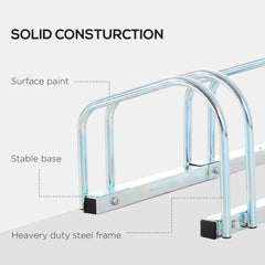 Bike Stand Parking Rack Floor or Wall Mount Bicycle Cycle Storage Locking Stand (4 Racks, Silver)
