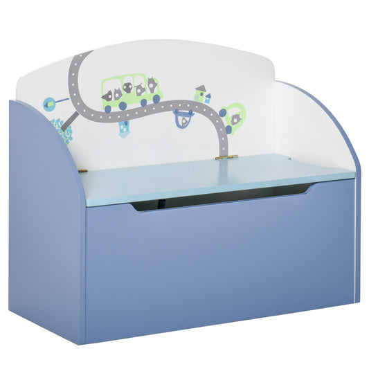 Kids Wooden Toy Box Children Storage Chest Bench Organiser Safety Hinge Bedroom Playroom Furniture Blue