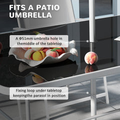 Eight-Piece Garden Dining Set, with Chairs, Table and Parasol - Grey