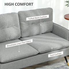 Modern Two Seater Sofa, Button Tufted Loveseat with Cushions and Steel Legs for Living Room, Guest Room, Grey
