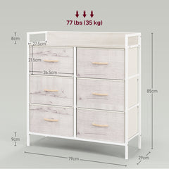 Rustic Chest of Six Fabric Drawers - Natural