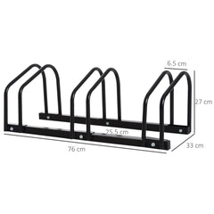 Bike Stand Parking Rack Floor or Wall Mount Bicycle Cycle Storage Locking Stand (3 Racks, Black)